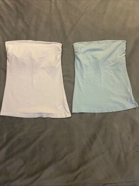 2 for $20! H&M White and blue Strapless Tube Top